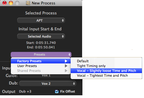 Multi-Process Select Presets